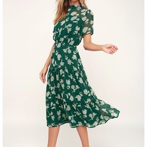 Lulu’s Dressed Up Green Floral Dress